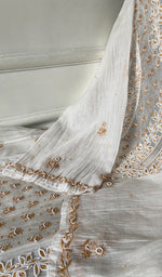 Load image into Gallery viewer, Saziya Women's Lakhnavi Handcrafted Mul Chanderi Semi - Stitched Kurta And Dupatta Set - HONC0357404