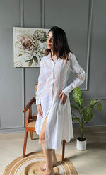 Load image into Gallery viewer, Niyat Women&#39;s Lucknowi Handcrafted Cotton Chikankari Long Dress - HONC0303751
