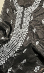 Load image into Gallery viewer, Charvi Women's Lakhnavi Handcrafted Organza Chikankari Unstitched Kurti Fabric - HONC0336177