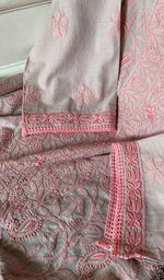 将图像加载到图库查看器中， Women's Lakhnavi Handcrafted Cotton Chikankari Unstitched Kurti Fabric - HONC0348844