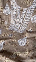 Load image into Gallery viewer, Women&#39;s Lakhnavi Handcrafted Cotton Chikankari Unstitched Kurti Fabric - HONC0175775
