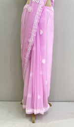 将图像加载到图库查看器中， Women&#39;s Lucknowi Handcrafted Faux-Georgette Chikankari Saree - HONC0196357
