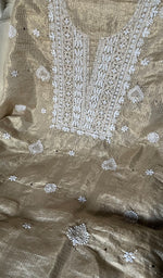 Load image into Gallery viewer, Naaz Women&#39;s Lucknowi Handcrafted Kota Chanderi Chikankari UnStitched Kurta And Dupatta Set - HONC0250376
