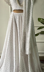 将图像加载到图库查看器中， Women's Lakhnavi Handcrafted Bridal Viscose Georgette Chikankari Lehenga Set - HONC0242217