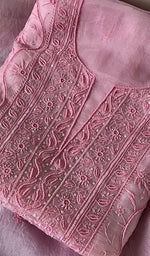 Load image into Gallery viewer, Women&#39;s Lakhnavi Handcrafted Pure Organza Chikankari Unstitched Kurta And Dupatta Set- HONC0267059
