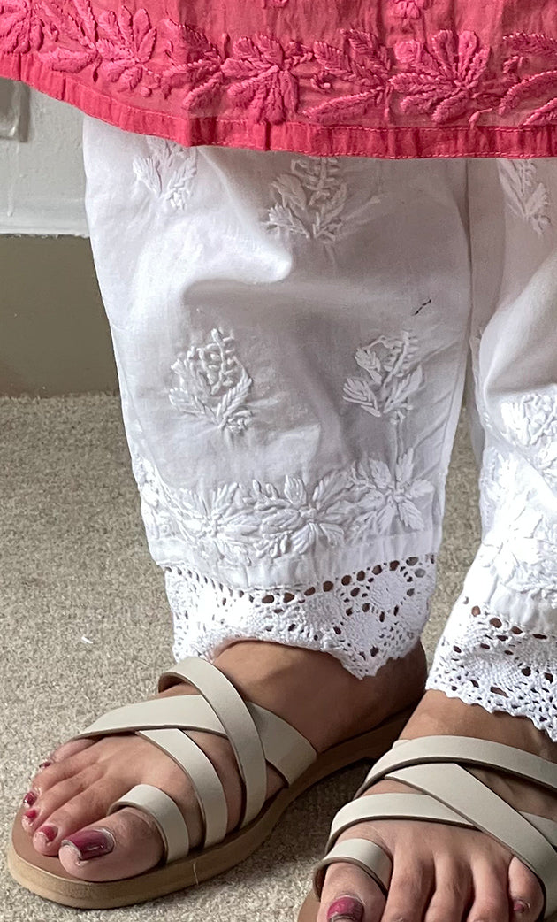 Women's Lucknowi Handcrafted Cotton Chikankari Pant - HONC0292452