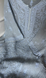 Load image into Gallery viewer, Women's Lakhnavi Handcrafted Mul Chanderi Semi - stitched Chikankari Full Suit Material - HONC0344345