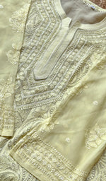 Load image into Gallery viewer, Women&#39;s Lakhnavi Handcrafted Viscose Georgette Chikankari Kurti- HONC0261362

