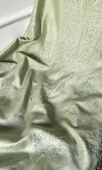Load image into Gallery viewer, Women's Lucknowi Handcrafted Unstitched Chanderi Silk Chikankari Full Suit Material - HONC0322711