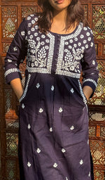 Load image into Gallery viewer, Women&#39;s Lakhnavi Handcrafted Cotton Chikankari Kurti - HONC0268668
