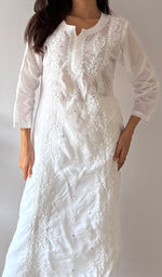 将图像加载到图库查看器中， Women's Lakhnavi Handcrafted Cotton Chikankari Kurti - HONC0363226