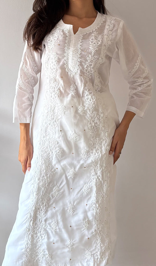 Women's Lakhnavi Handcrafted Cotton Chikankari Kurti - HONC0363226