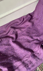 Load image into Gallery viewer, Women's Lakhnavi Handcrafted Mul Chanderi Unstitched Chikankari Full Suit Material - HONC0324495