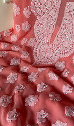 Load image into Gallery viewer, Women&#39;s Lucknowi Handcrafted Faux-Georgette Chikankari Suit Material - HONC0263004
