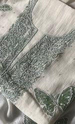 将图像加载到图库查看器中， Women&#39;s Lakhnavi Handcrafted Mul Chanderi Unstitched Kurta And Dupatta Set - HONC0302242
