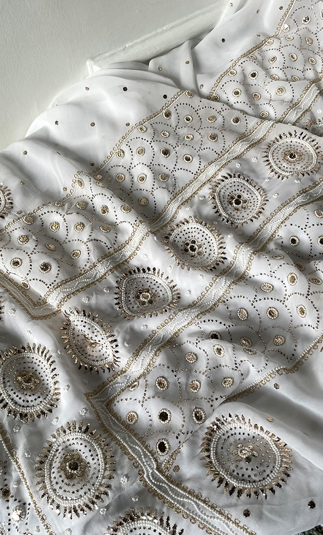 Women's Lucknowi Handcrafted Viscose Georgette Semi - Stitched Chikankari Kurta and Dupatta Set- HONC0328907