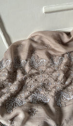 Load image into Gallery viewer, Women's Lakhnavi Handcrafted Mul Chanderi  Unstitched Chikankari Full Suit Material - HONC0339568
