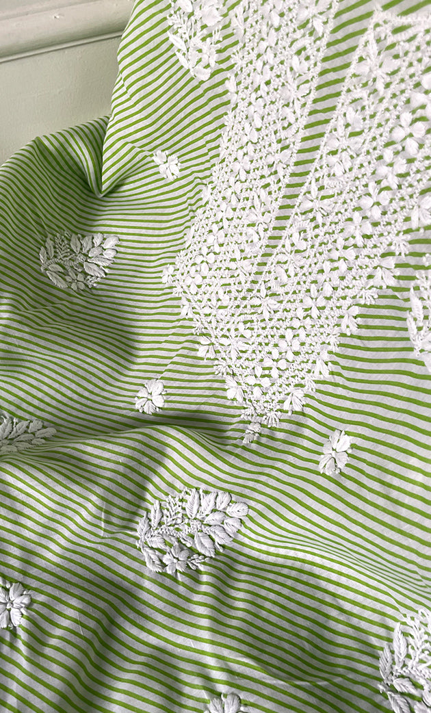 Shumaira Women's Lakhnavi Handcrafted Cotton Chikankari Unstitched Kurti Fabric - HONC0326386