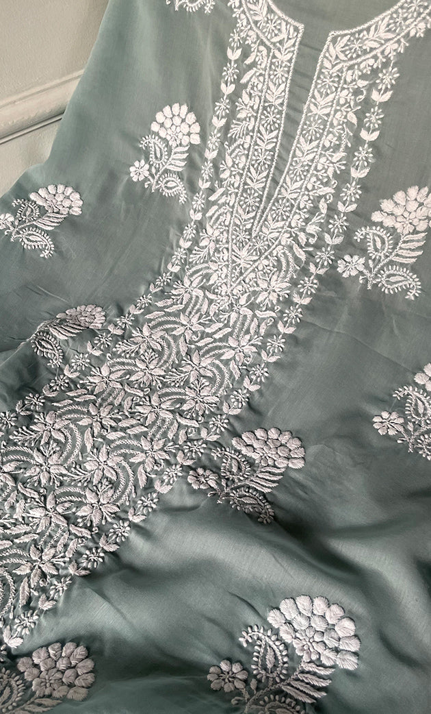 Women's Lakhnavi Handcrafted Cotton Chikankari Kurta And Kurta Dupatta Set - HONC0306647