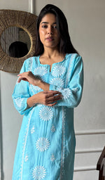 Load image into Gallery viewer, Women's Lakhnavi Handcrafted Kota Cotton Chikankari Kurti - HONC03604470