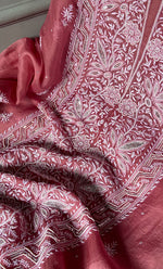 Load image into Gallery viewer, Women&#39;s Lakhnavi Handcrafted Pure Organza Chikankari Unstitched Kurta And Dupatta Set- HONC0309611
