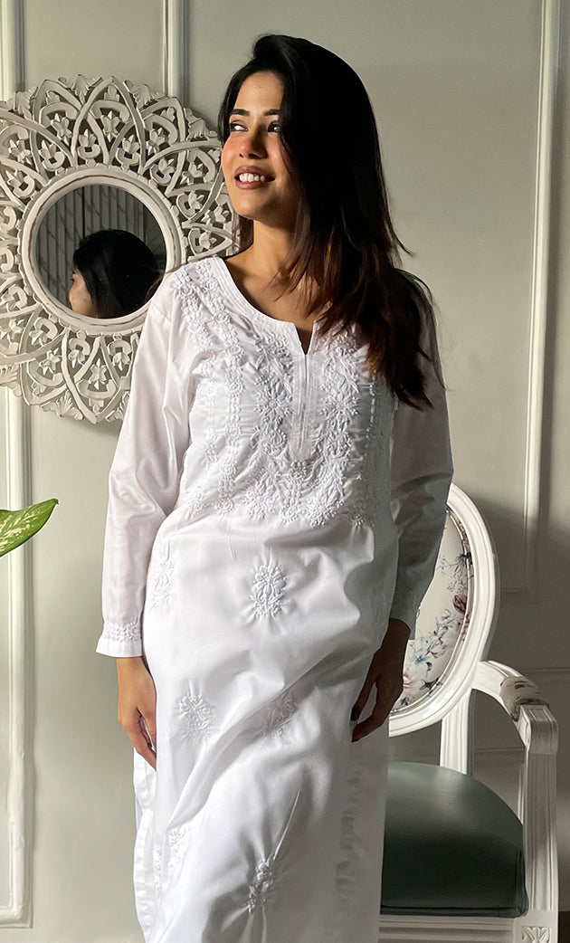 Women's Lucknowi Handcrafted Cotton Chikankari Kurti - HONC0330732