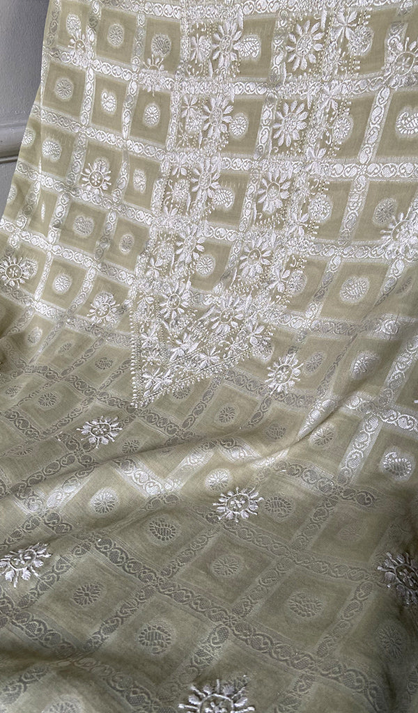 Aarya Lucknowi Handcrafted Cotton Unstitched Chikankari Unstitched Unisex Kurta Fabric - HONC0335275