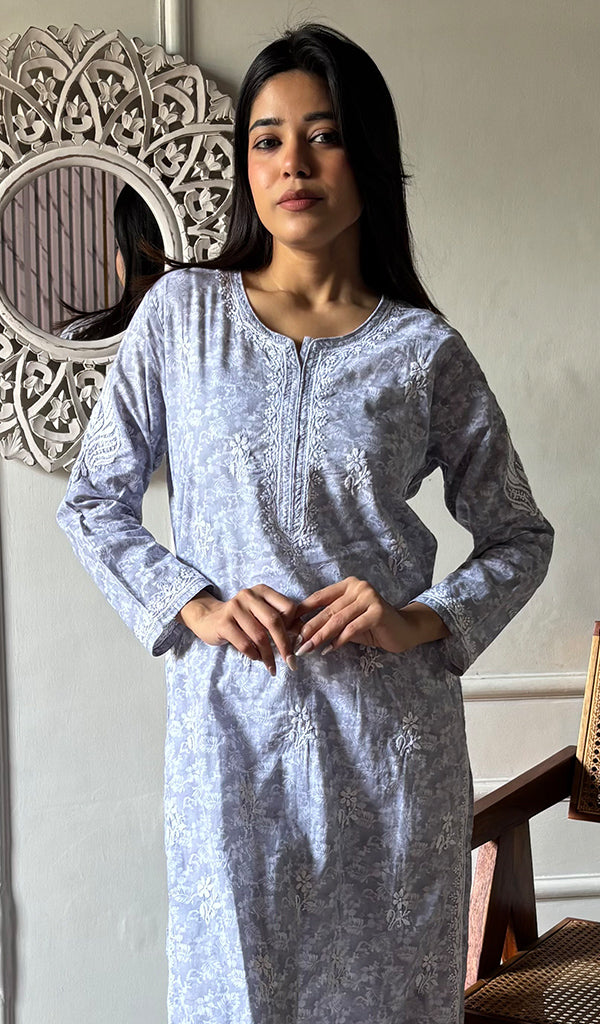 Shagufta Women's Lakhnavi Handcrafted Cotton Chikankari Kurti - HONC0350567