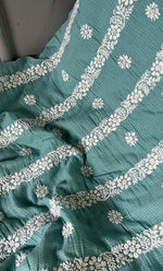 将图像加载到图库查看器中， Women&#39;s Lucknowi Handcrafted Kota Cotton Chikankari Unstitched Kurta And Dupatta Set - HONC0312641
