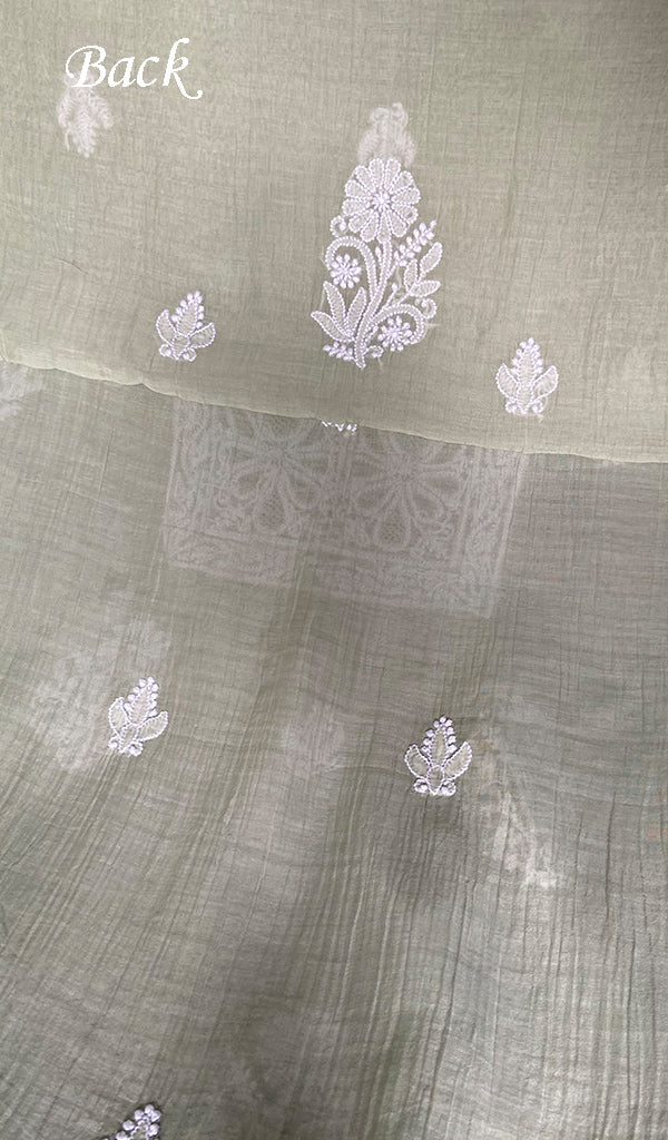 Women's Lakhnavi Handcrafted Mul Chanderi Unstitched Kurta And Dupatta Set - HONC0374248