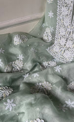将图像加载到图库查看器中， Women&#39;s Lakhnavi Handcrafted Organza Chikankari Unstitched Full Suit Material - HONC0270896
