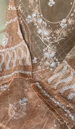 Load image into Gallery viewer, Women's Lakhnavi Handcrafted Pure Organza Chikankari Semi - Stitched Kurta And Dupatta Set- HONC0310093