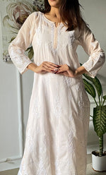 Load image into Gallery viewer, Women&#39;s Lucknowi Handcrafted Cotton Chikankari Kurti - HONC0303055
