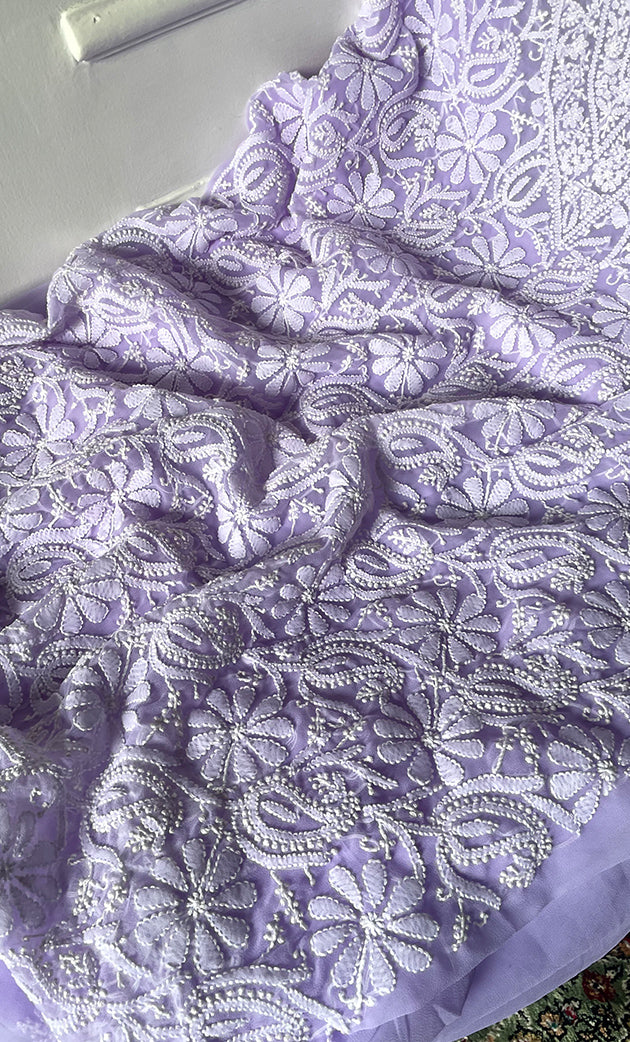 Women's Lucknowi Handcrafted Faux-Georgette Chikankari Suit Material - HONC0315341