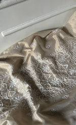 Women's Lakhnavi Handcrafted Tissue Chanderi Unstitched Chikankari Kurta And Dupatta Set - HONC0332771