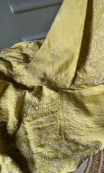 将图像加载到图库查看器中， Women&#39;s Lakhnavi Handcrafted Munga Silk Semi - Stitched Chikankari Kurta And Dupatta Set- HONC0270994
