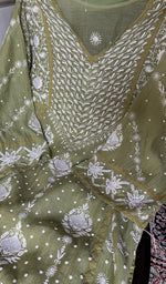 Load image into Gallery viewer, Aarushi Women's Lakhnavi Handcrafted Mul Chanderi Semi - stitched Chikankari Full Suit Material - HONC0