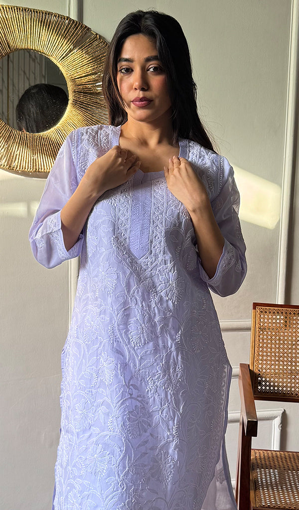 Anisa Women's Lakhnavi Handcrafted Cotton Chikankari Kurti - HONC0356958