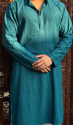 Load image into Gallery viewer, Men&#39;s Faux-Georgette Hakoba Kurta - HONC0266679
