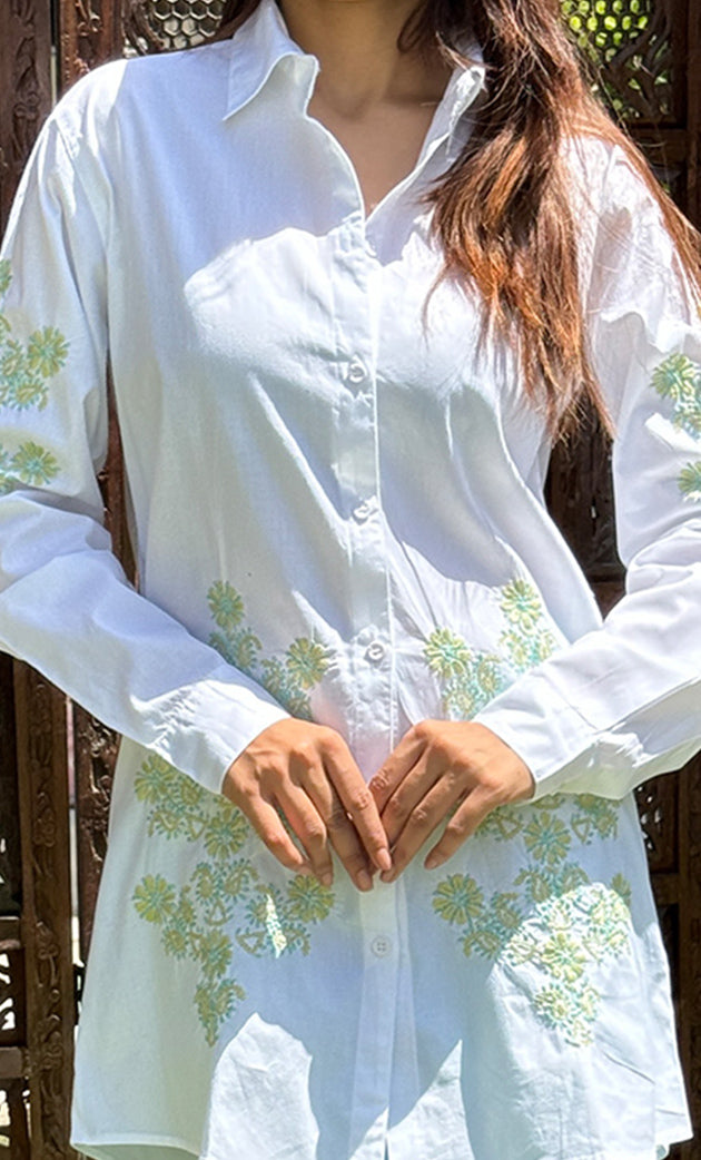 Vaani Women's Lakhnavi Handcrafted Cotton Chikankari Top - HONC0281768
