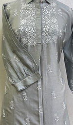 Load image into Gallery viewer, Shamina Women&#39;s Lakhnavi Handcrafted Chanderi Silk Chikankari Top - HONC0166358
