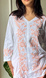 Load image into Gallery viewer, Nasrin Women&#39;s Lakhnavi Handcrafted Modal Cotton Chikankari Top - HONC0276601
