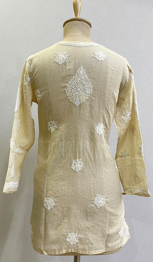 Women's Lucknowi Handcrafted White Cotton Chikankari Top - HONC0165269