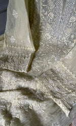 将图像加载到图库查看器中， Women&#39;s Lakhnavi Handcrafted Mul Chanderi Semi - Stitched Kurta And Dupatta Set - HONC0297757
