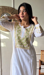 Load image into Gallery viewer, Huma Women's Lucknowi Handcrafted Cotton Chikankari Kurti - HONC0160413