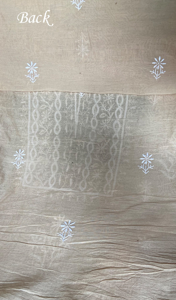Women's Lakhnavi Handcrafted Mul Chanderi Unstitched Chikankari Full Suit - HONC0367572