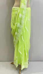 将图像加载到图库查看器中， Women&#39;s Lucknowi Handcrafted Faux-Georgette Chikankari Saree - HONC0178239
