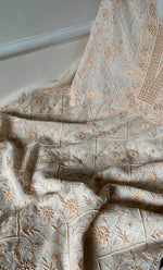 将图像加载到图库查看器中， Mehr Women&#39;s Lakhnavi Handcrafted Maheshwari Mul Chanderi Unstitched Kurta And Dupatta Set - HONC0278923
