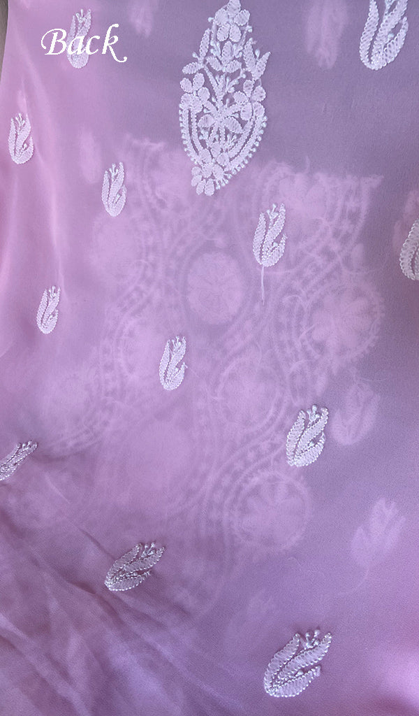 Women's Lucknowi Handcrafted Faux-Georgette Unstitched Chikankari Suit Material - HONC0348788