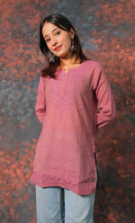 Load image into Gallery viewer, Women&#39;s Lakhnavi Handcrafted Cotton Chikankari Top - HONC0331502
